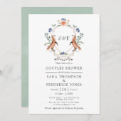 Woodland Laurel Crest Monogram Couples Shower Invi Kaart (Voorkant / Achterkant)