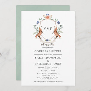 Woodland Laurel Crest Monogram Couples Shower Invi Kaart