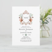 Woodland Laurel Crest Monogram Couples Shower Kaart (Staand voorkant)