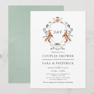 Woodland Laurel Crest Monogram Couples Shower Kaart