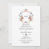 Woodland Laurel Crest Monogram Engagement Party Kaart (Voorkant)