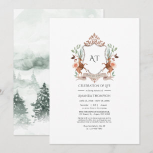 Woodland Laurel Crest Monogram Herdenking van het Kaart