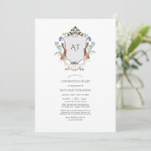 Woodland Laurel Crest Monogram Herdenking van het  Kaart (Staand voorkant)