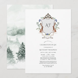 Woodland Laurel Crest Monogram Herdenking van het Kaart