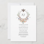 Woodland Laurel Crest Monogram Herdenking van het Kaart (Voorkant)