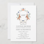 Woodland Laurel Crest Monogram Koppel Bruiloft Kaart (Voorkant)