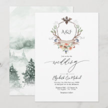 Woodland Laurel Crest Monogram QR Code Huwelijk
