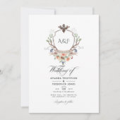 Woodland Laurel Crest Monogram QR Code Weddenschap Kaart (Voorkant)