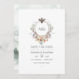 Woodland Laurel Crest Monogram Weddenfoto Save The Date