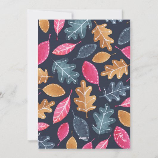 Woodland Leaf Pattern Thanksgiving Dinner Party Feestdagenkaart (Achterkant)