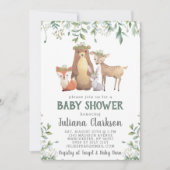 Woodland Leaves Baby shower Invitation Kaart (Voorkant)