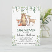 Woodland Leaves Baby shower Invitation Kaart (Staand voorkant)
