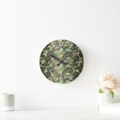 Woodland Leaves Camo Ronde Klok (Huis)