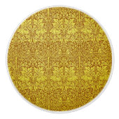 Woodland Leaves Gold Rabbit William Morris Pattern Keramische Knop (Voorkant)