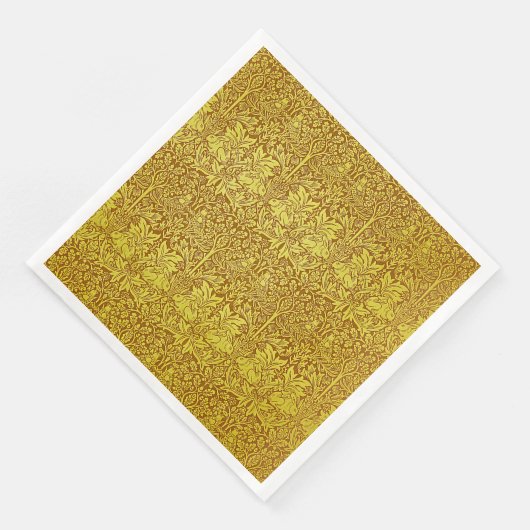 Woodland Leaves Gold Rabbit William Morris Pattern Servet (Hoek)