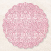 Woodland Leaves Pink Rabbit William Morris Pattern Kartonnen Onderzetters (Voorkant)