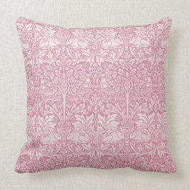 Woodland Leaves Pink Rabbit William Morris Pattern Kussen