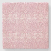 Woodland Leaves Pink Rabbit William Morris Pattern Stenen Onderzetter (Voorkant)
