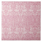 Woodland Leaves Pink Rabbit William Morris Pattern Tegeltje (Voorkant)