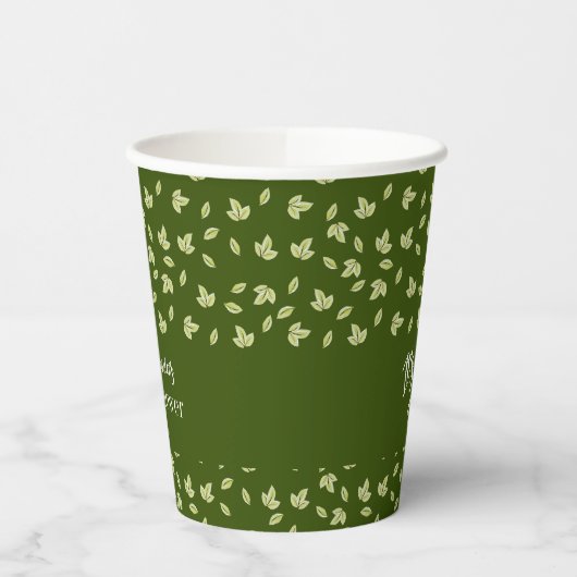 Woodland Leaves Simple Pattern Boy Baby shower Papieren Bekers (Links)
