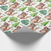 Woodland Leuke Cartoon wasbeer bos dier Cadeaupapier (Hoek)