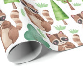 Woodland Leuke Cartoon wasbeer bos dier Cadeaupapier (Rol Hoek)