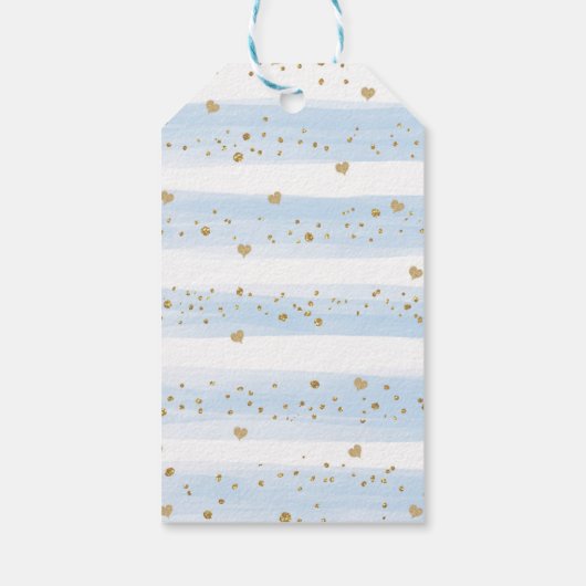 Woodland Liefste Valentijnse Blauwe gouden ballonn Cadeaulabel (Achterkant)