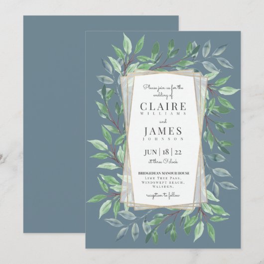 Woodland Lijst bruiloft Kaart (Voorkant / Achterkant)