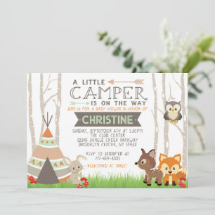 Woodland Little Camper Bos Dieren Baby shower Kaart