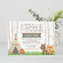 Woodland Little Camper Teepee Baby shower Kaart