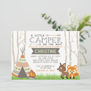 Woodland Little Camper Teepee Baby shower Kaart