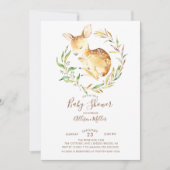 Woodland Little Deer Baby shower Invitation Kaart (Voorkant)