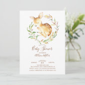 Woodland Little Deer Baby shower Invitation Kaart (Staand voorkant)