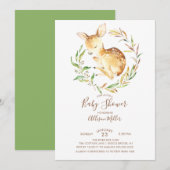 Woodland Little Deer Baby shower Invitation Kaart (Voorkant / Achterkant)