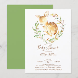 Woodland Little Deer Baby shower Invitation Kaart