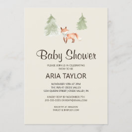 Woodland Little Fox Baby shower Kaart