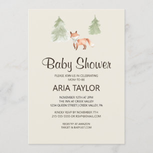 Woodland Little Fox Baby shower Kaart