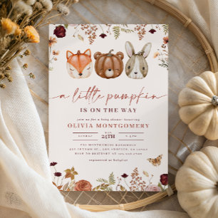 Woodland Little Pumpkin Herfst Floral Baby shower Kaart