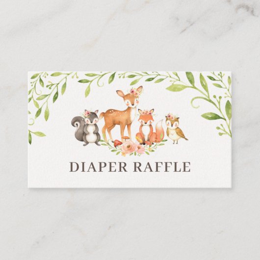 Woodland Luier Raffle Douche Kaart Visitekaartje (Voorkant)