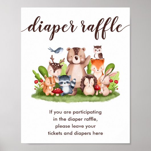 Woodland Luier Raffle Drop Off Baby Jongen Douche Poster (Voorkant)