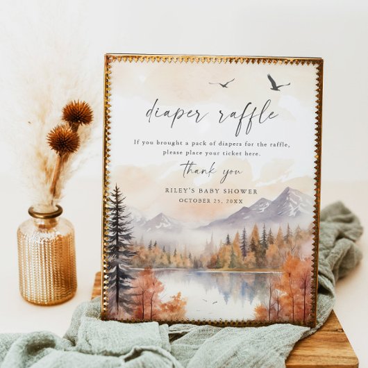 Woodland Luier Raffle Teken Herfst Baby shower Jon Poster