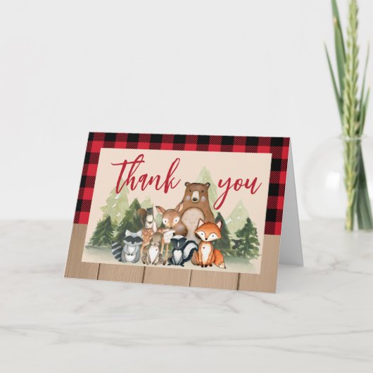 Woodland Lumberjack Baby Shower Bedankkaart (Voorkant)