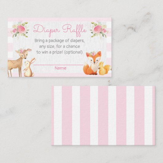 Woodland Lumberjack Baby shower Diaper Raffle Card Informatiekaartje (Voorkant / Achterkant)