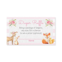 Woodland Lumberjack Baby shower Diaper Raffle Card