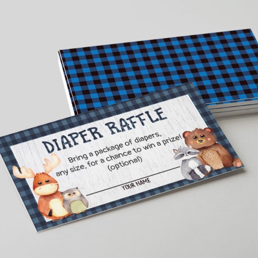 Woodland Lumberjack Baby shower Diaper Raffle Kaar Informatiekaartje