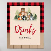 Woodland Lumberjack Baby shower Drinken Poster (Voorkant)