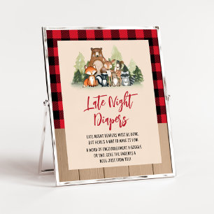 Woodland Lumberjack Baby shower Late Night Luiers Poster