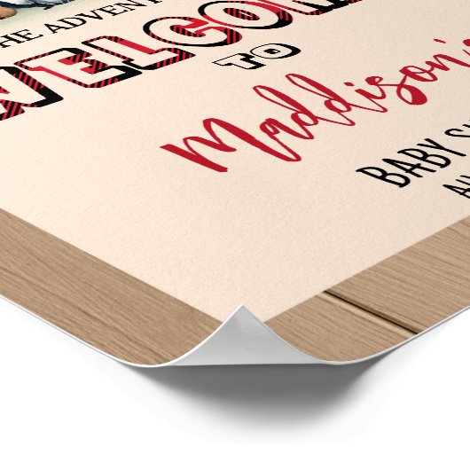 Woodland Lumberjack Baby shower Welkom Poster (Hoek)
