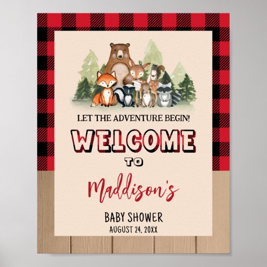Woodland Lumberjack Baby shower Welkom Poster (Voorkant)