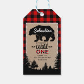 Woodland Lumberjack Beer Wild Een 1e Verjaardag Cadeaulabel (Voorkant)